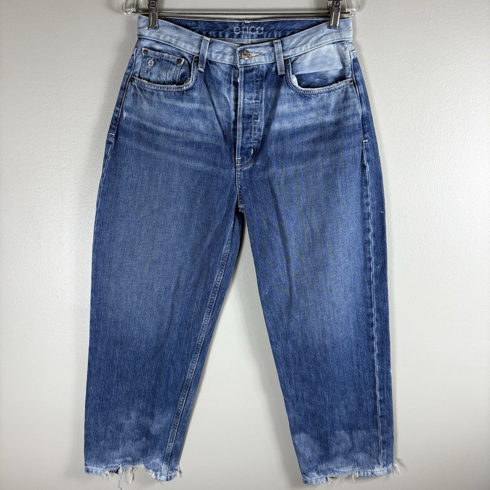 Etica Women's‎ 29 100% Cotton Button Fly Distressed Raw Hem Wide Leg Denim Jeans